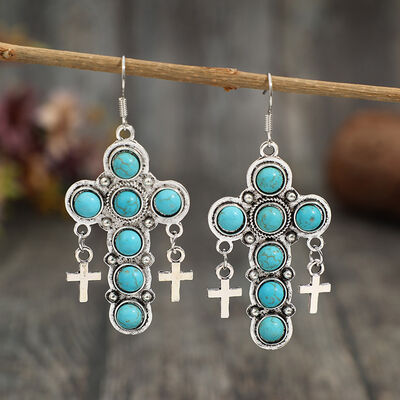 Artificial Turquoise Cross Shape Earrings - AllIn Computer