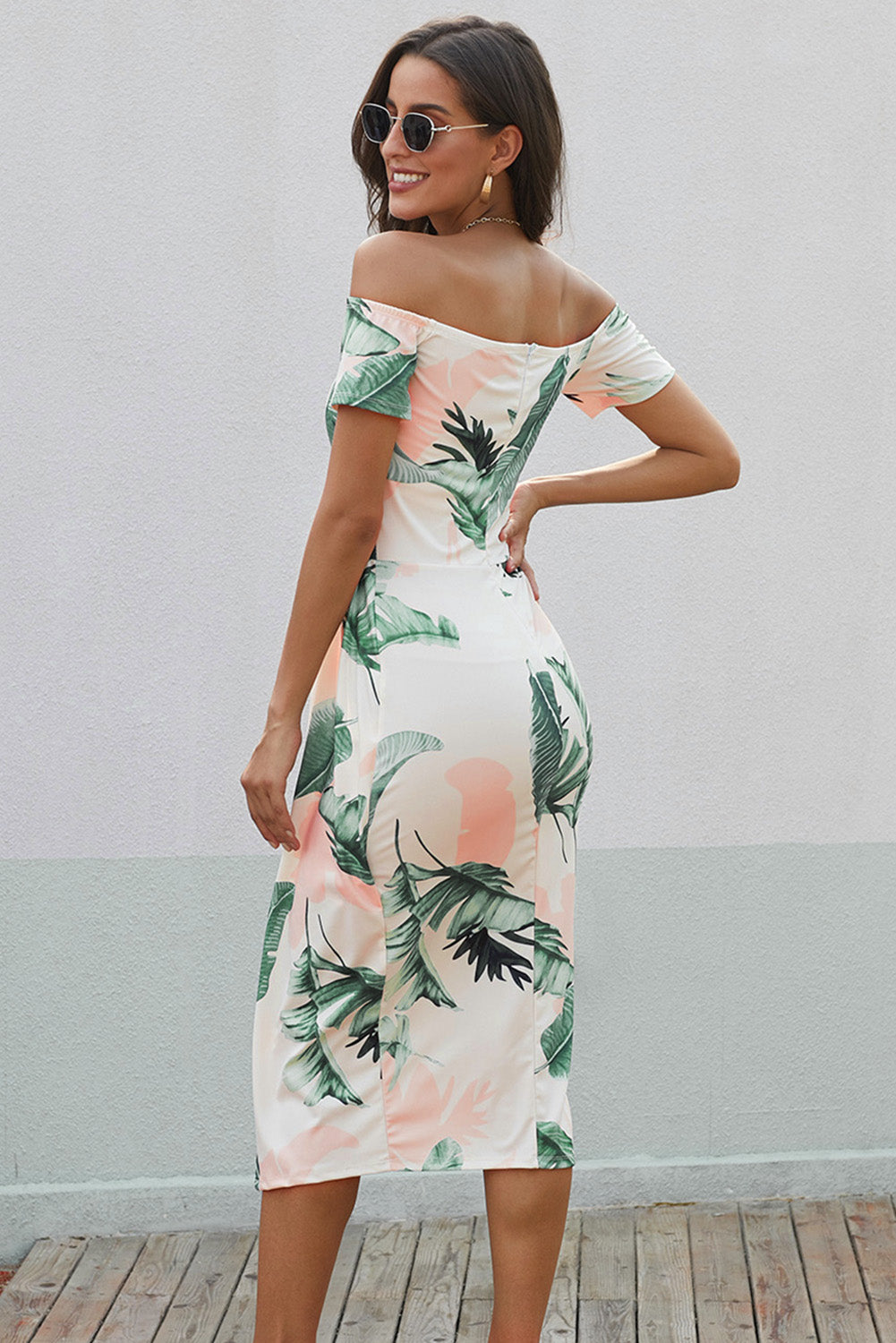 Printed Off-Shoulder Split Dress | CLOTHING,SHOES & ACCESSORIES | dress, dresses, Ship From Overseas, SYNZ, Women's Apparel, women's clothing, women's fashion | Trendsi