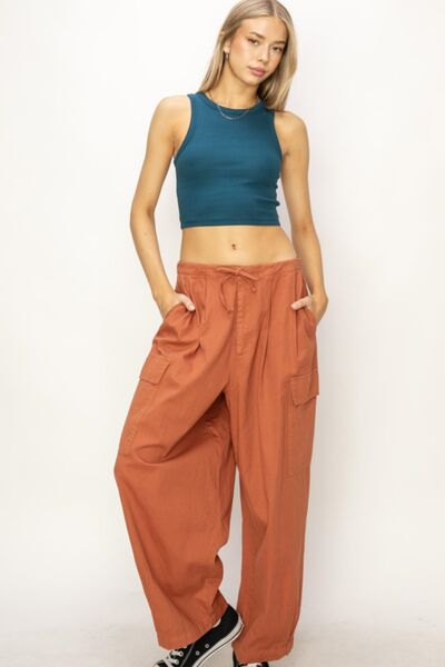 HYFVE Drawstring Cargo Wide Leg Pants - AllIn Computer