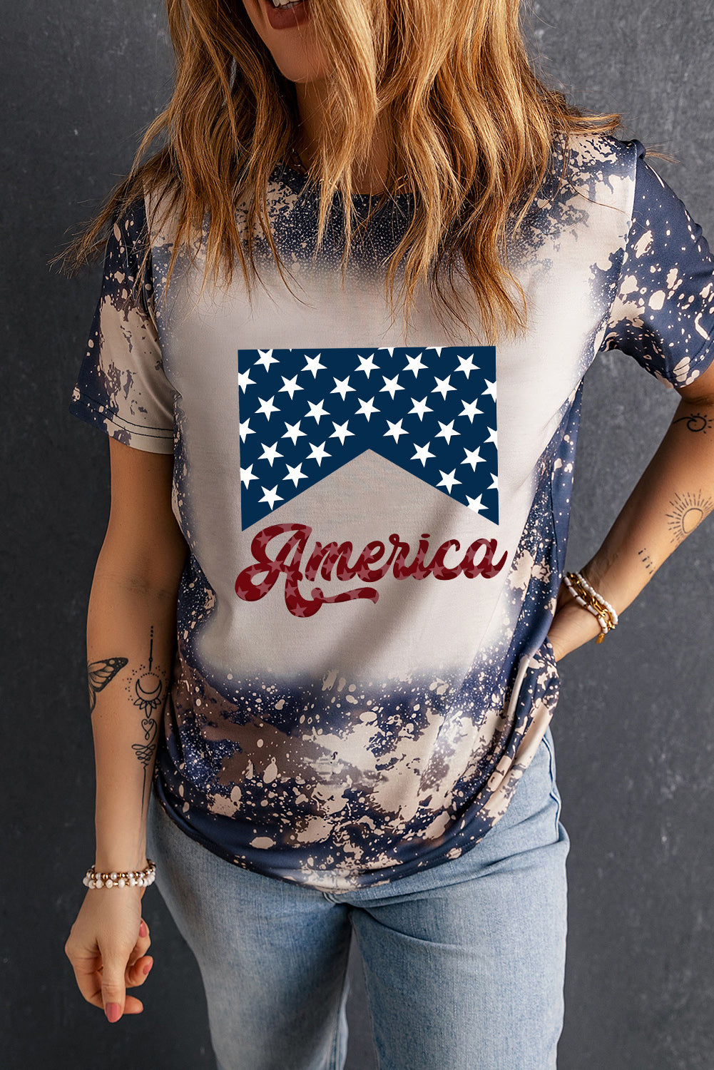 AMERICA Round Neck Short Sleeve T-Shirt - AllIn Computer