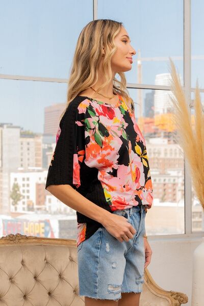 Sew In Love Full Size Floral Round Neck Short Sleeve T-Shirt - AllIn Computer
