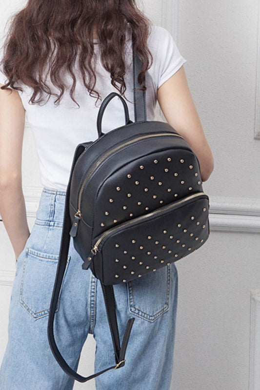 Studded PU Leather Backpack - AllIn Computer