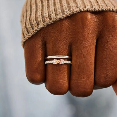 Double-Layered Zircon 925 Sterling Silver Ring - AllIn Computer