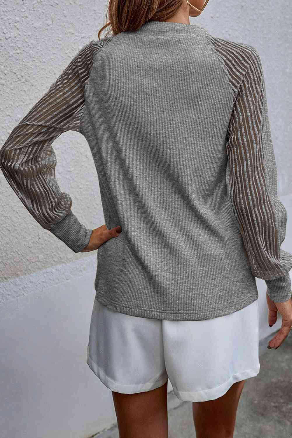 Round Neck Raglan Sleeve Knit Top - AllIn Computer