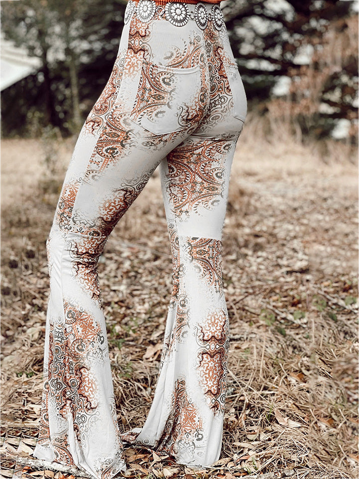 Printed Bodyline Flare Pants - AllIn Computer