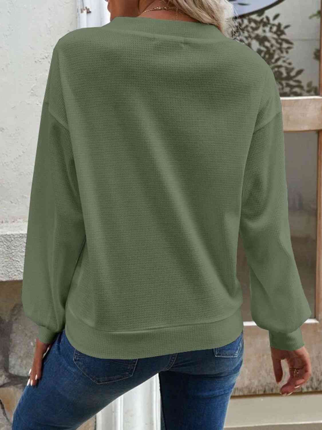 V-Neck Dropped Shoulder Blouse - AllIn Computer