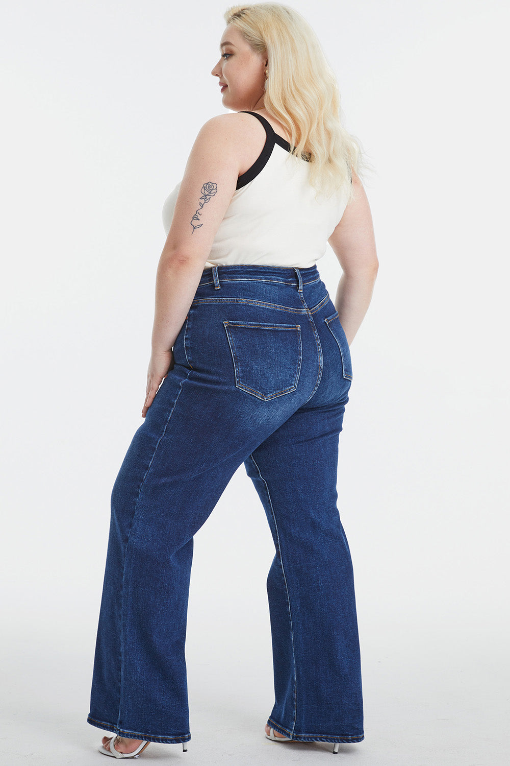 BAYEAS Full Size High Waist Cat's Whisker Wide Leg Jeans - AllIn Computer