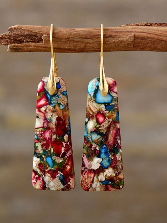 Geometrical Shape Imperial Jasper Dangle Earrings - AllIn Computer