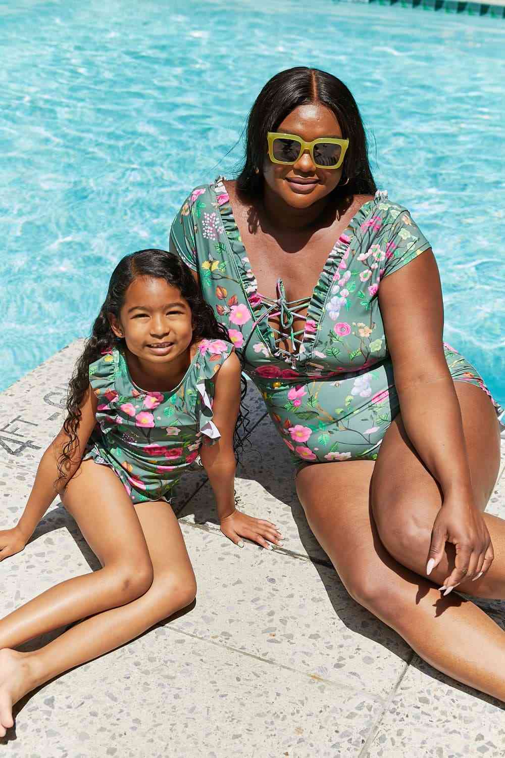 Marina West Swim Bring Me Flowers V-Neck One Piece Swimsuit In Sage - AllIn Computer