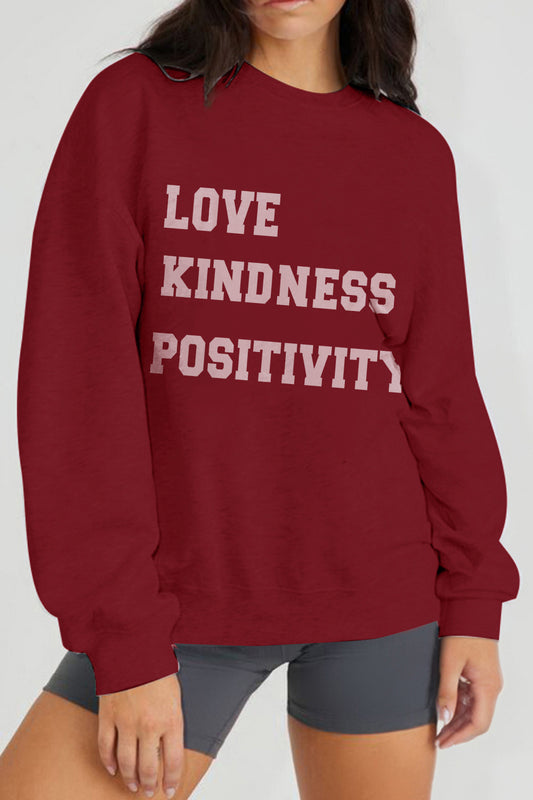 Simply Love Full Size LOVE KINDNESS POSITIVITY Graphic Sweatshirt - AllIn Computer