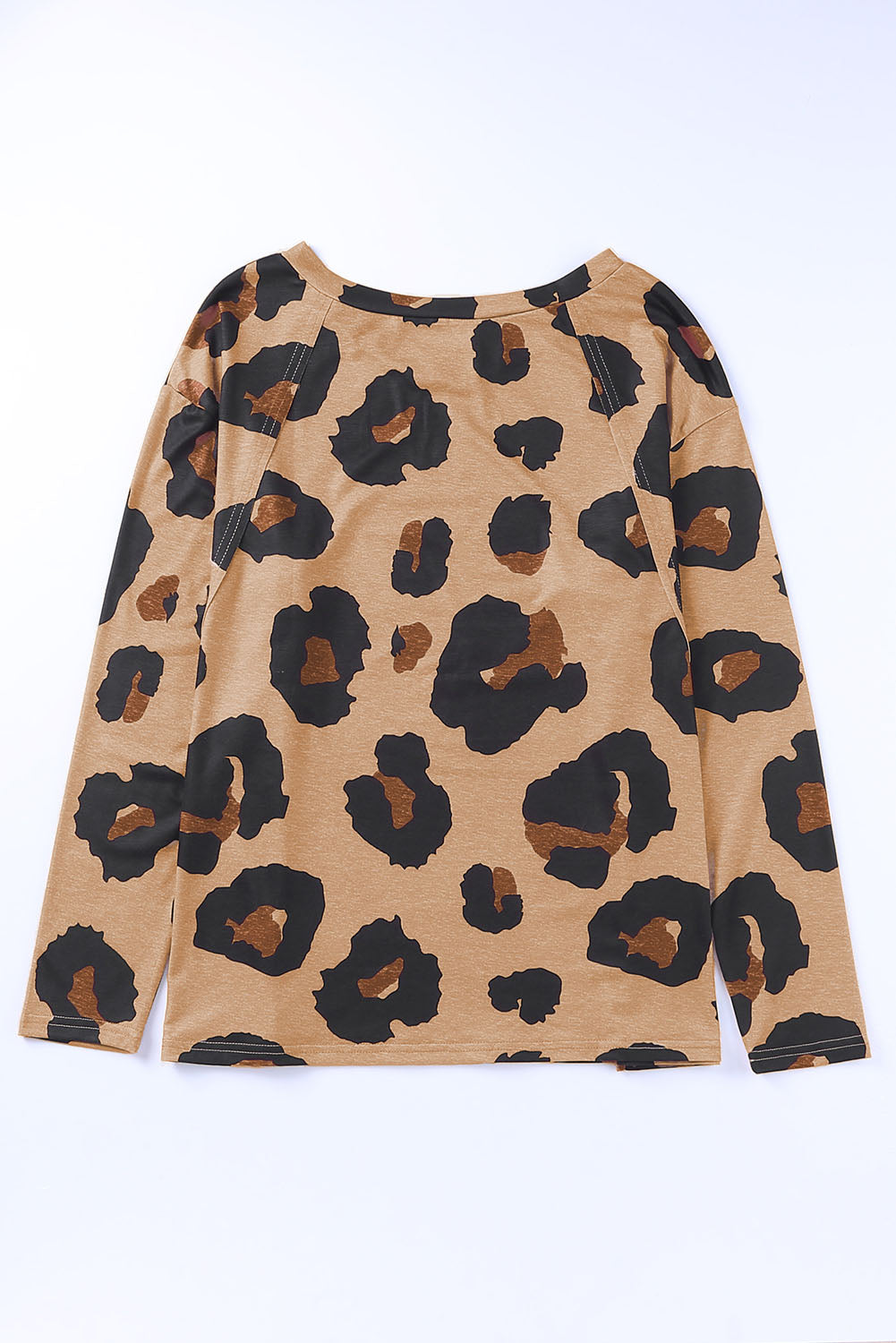 Full Size Leopard Print Round Neck Long Sleeve Tee - AllIn Computer
