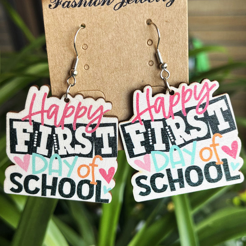 School Theme Wooden Dangle Earrings - AllIn Computer
