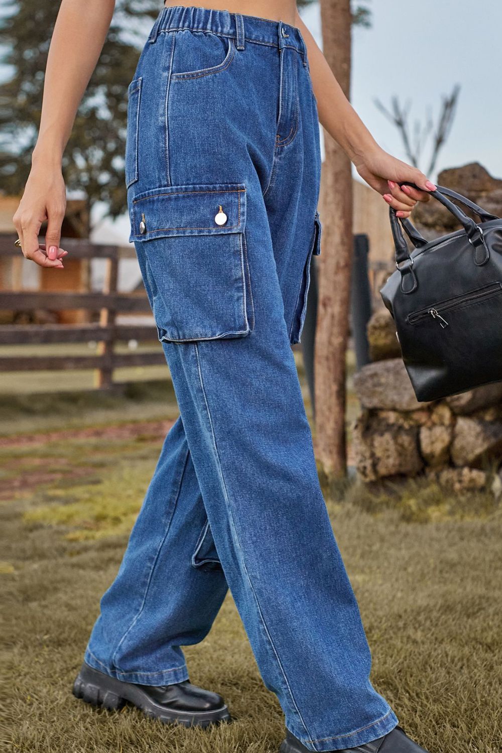 Loose Fit Long Jeans with Pockets - AllIn Computer