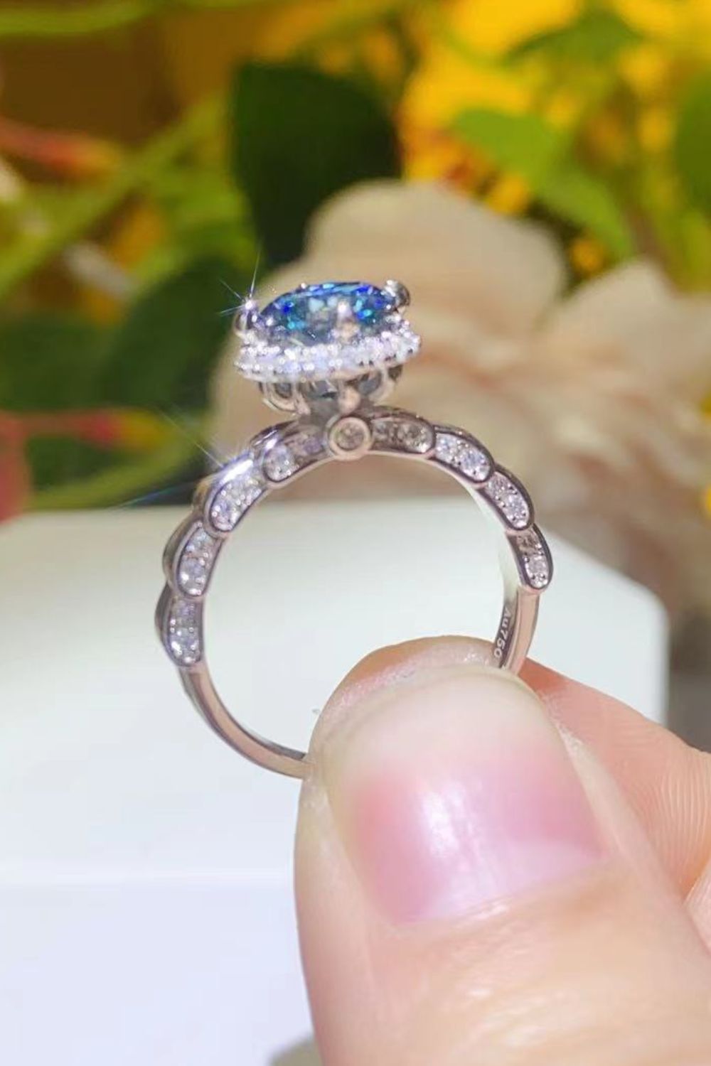 925 Sterling Silver 1 Carat Moissanite Cluster Ring - AllIn Computer