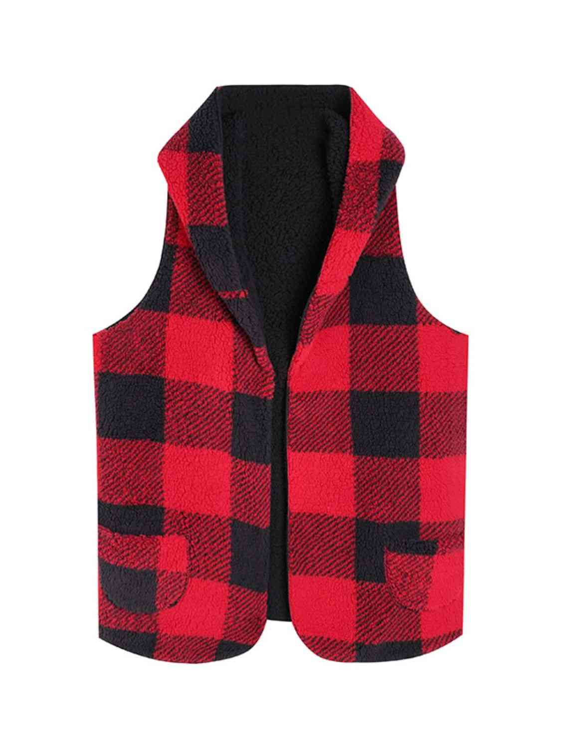 Plaid Hooded Vest - AllIn Computer