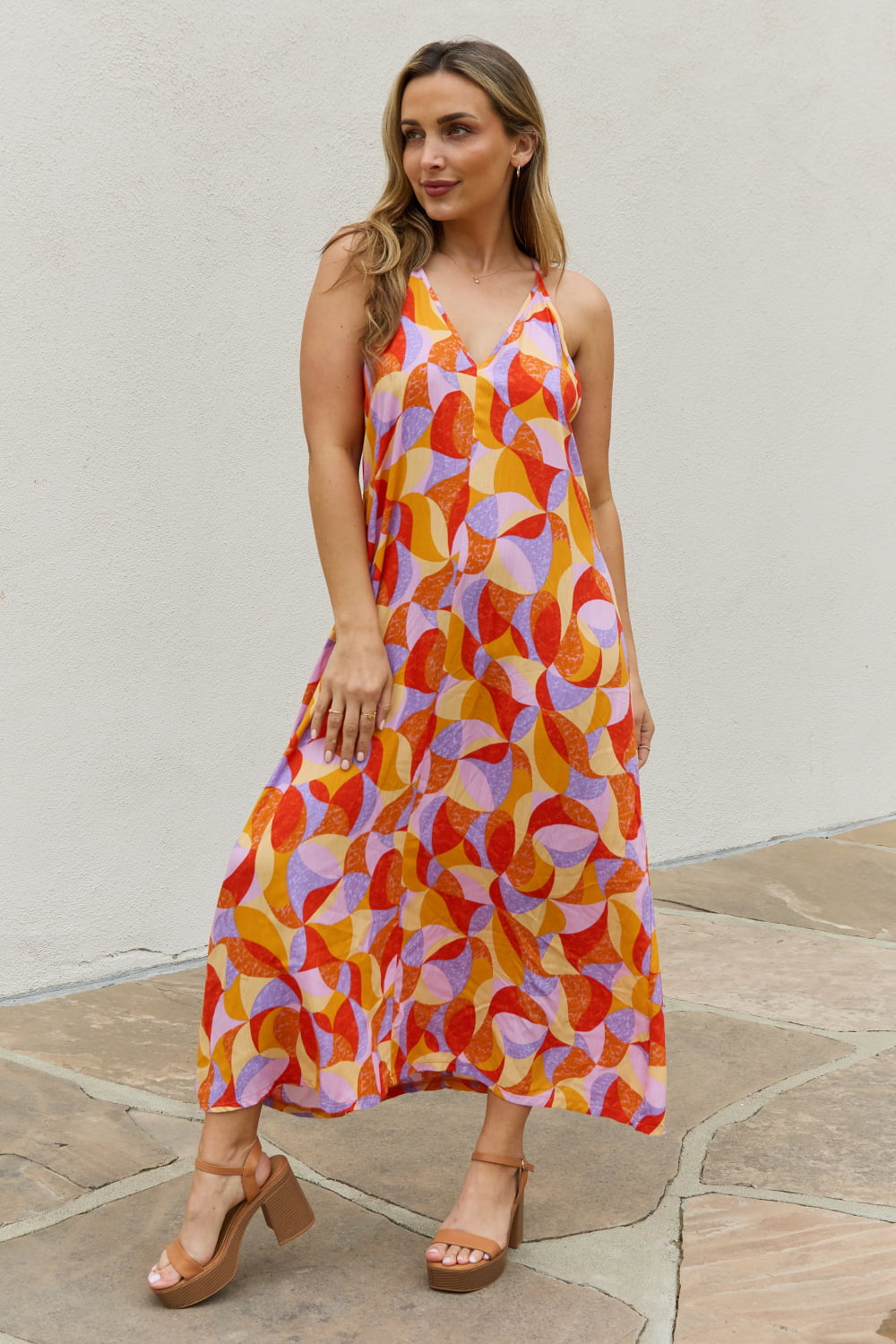 And The Why Full Size Printed Sleeveless Maxi Dress - AllIn Computer