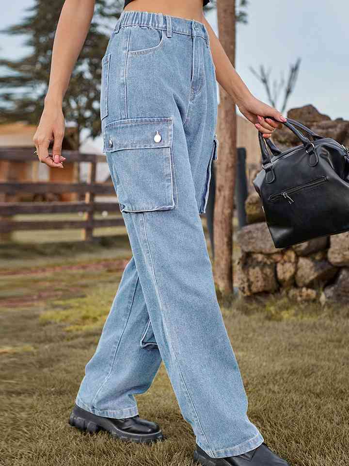 Straight Leg Cargo Jeans - AllIn Computer