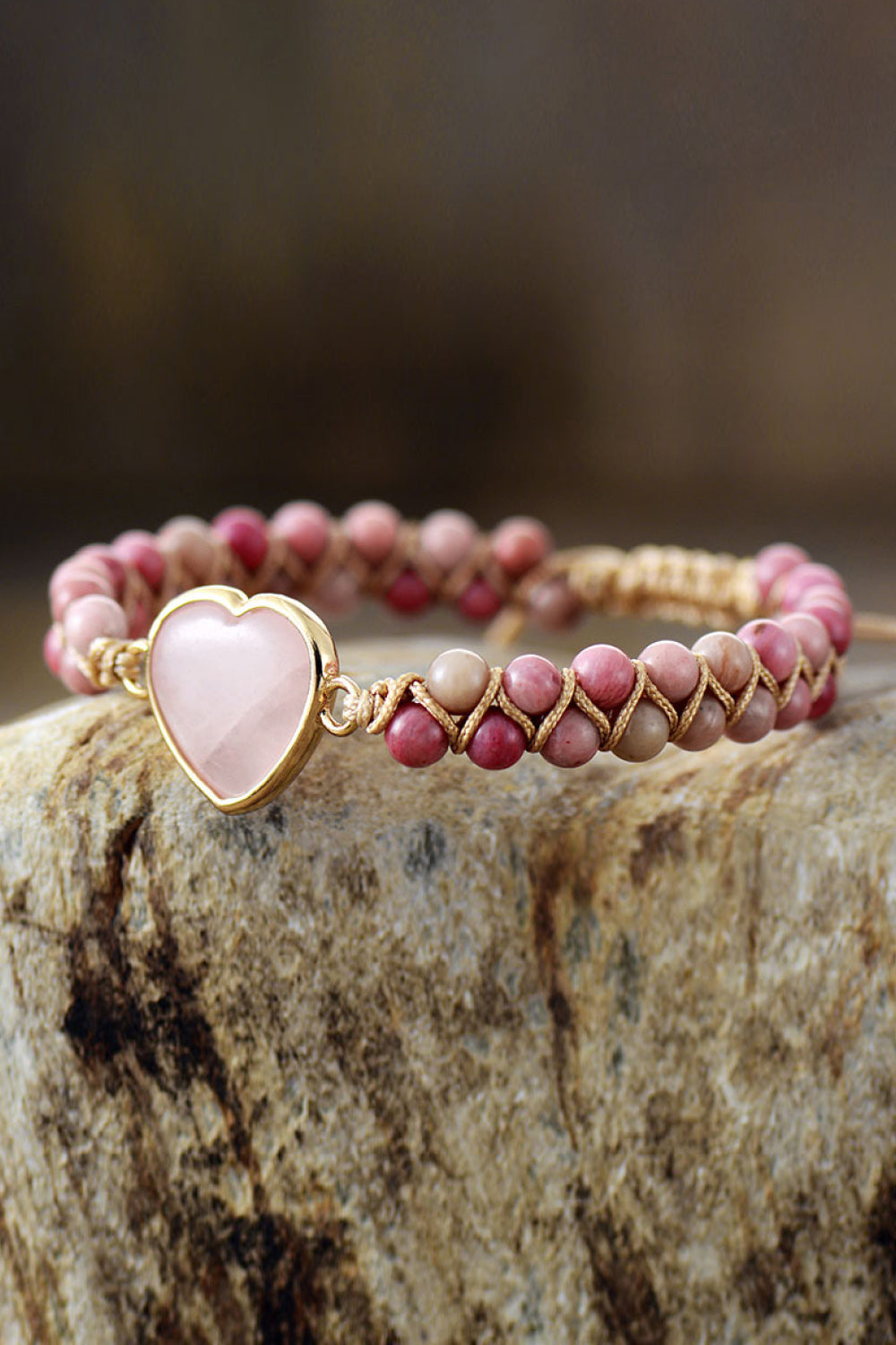 Rose Quartz Heart Beaded Bracelet - AllIn Computer