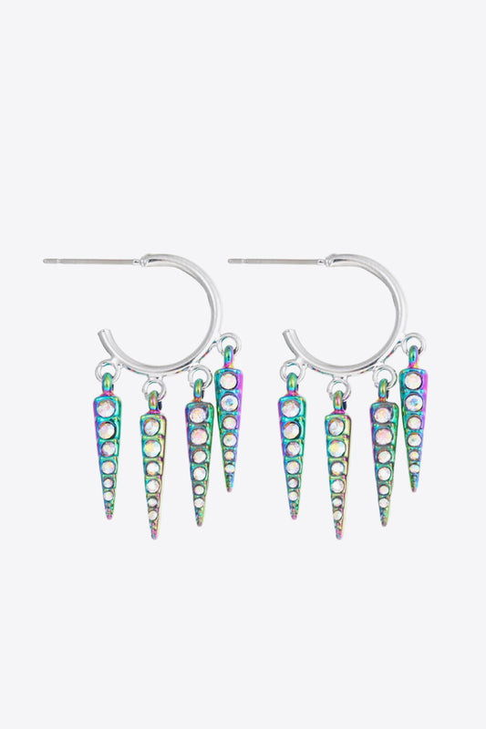 5-Pairs Wholesale Multi-Colored Rhinestone Geometric Earrings - AllIn Computer