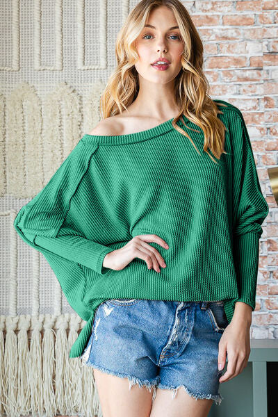 Reborn J Exposed Seam Lantern Sleeve Top - AllIn Computer