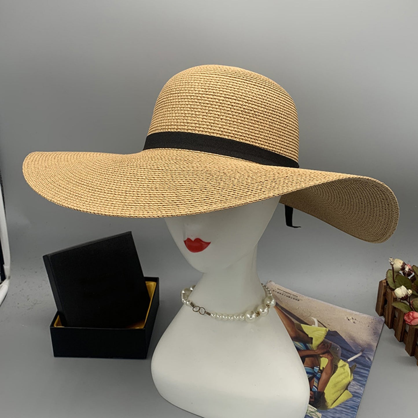 Bow Paper Braided Wide Brim Hat - AllIn Computer