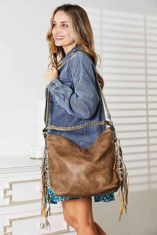 SHOMICO PU Leather Fringe Detail Shoulder Bag - AllIn Computer