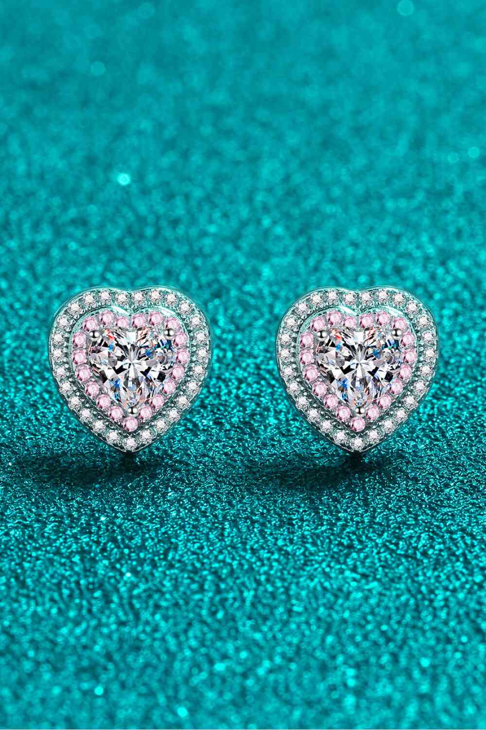 Moissanite Heart-Shaped Stud Earrings - AllIn Computer