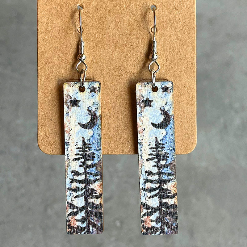 Square Shape Wooden Dangle Earrings - AllIn Computer