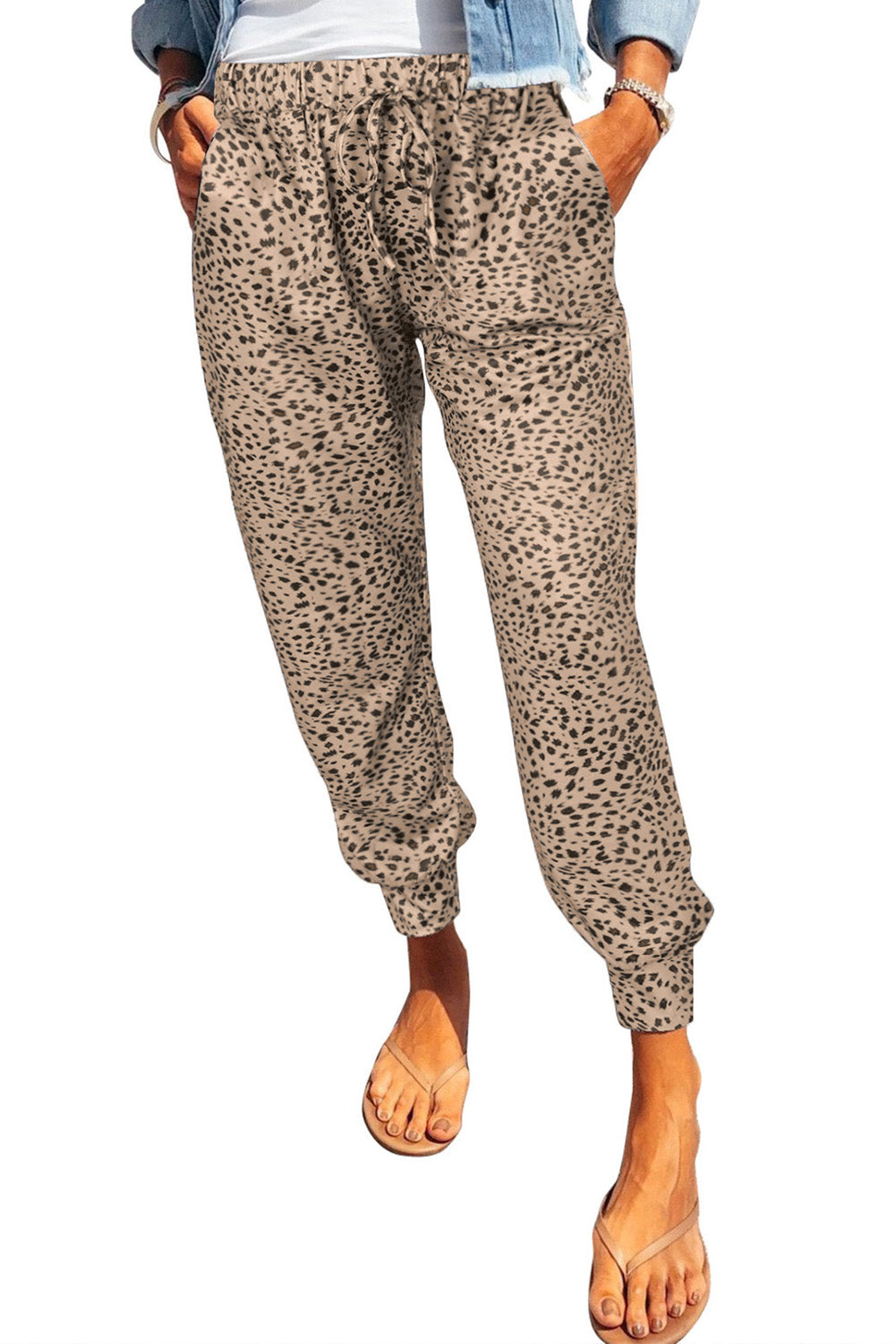 Leopard Pocketed Long Pants - AllIn Computer