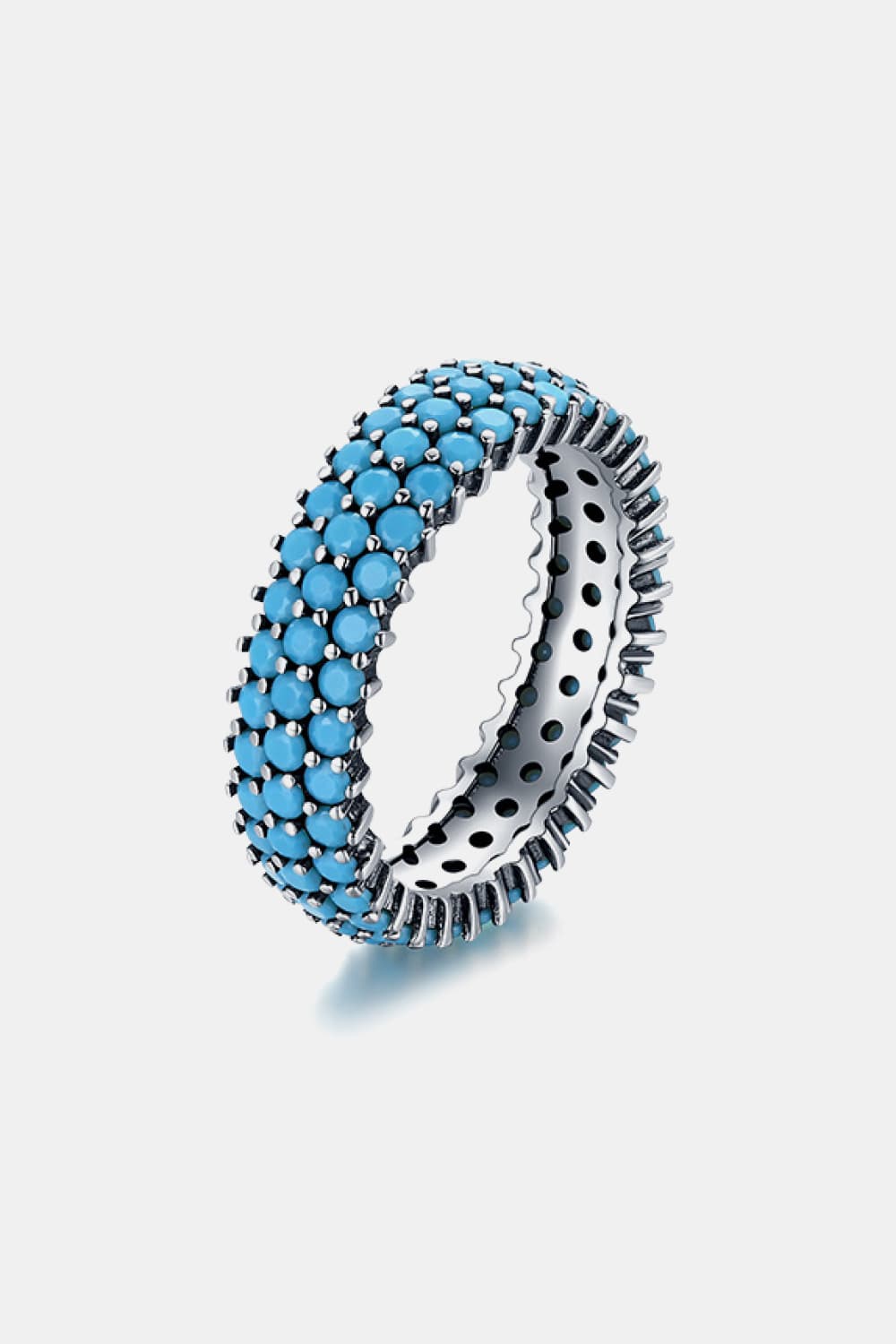 925 Sterling Silver Triple Row Artificial Turquoise Ring - AllIn Computer