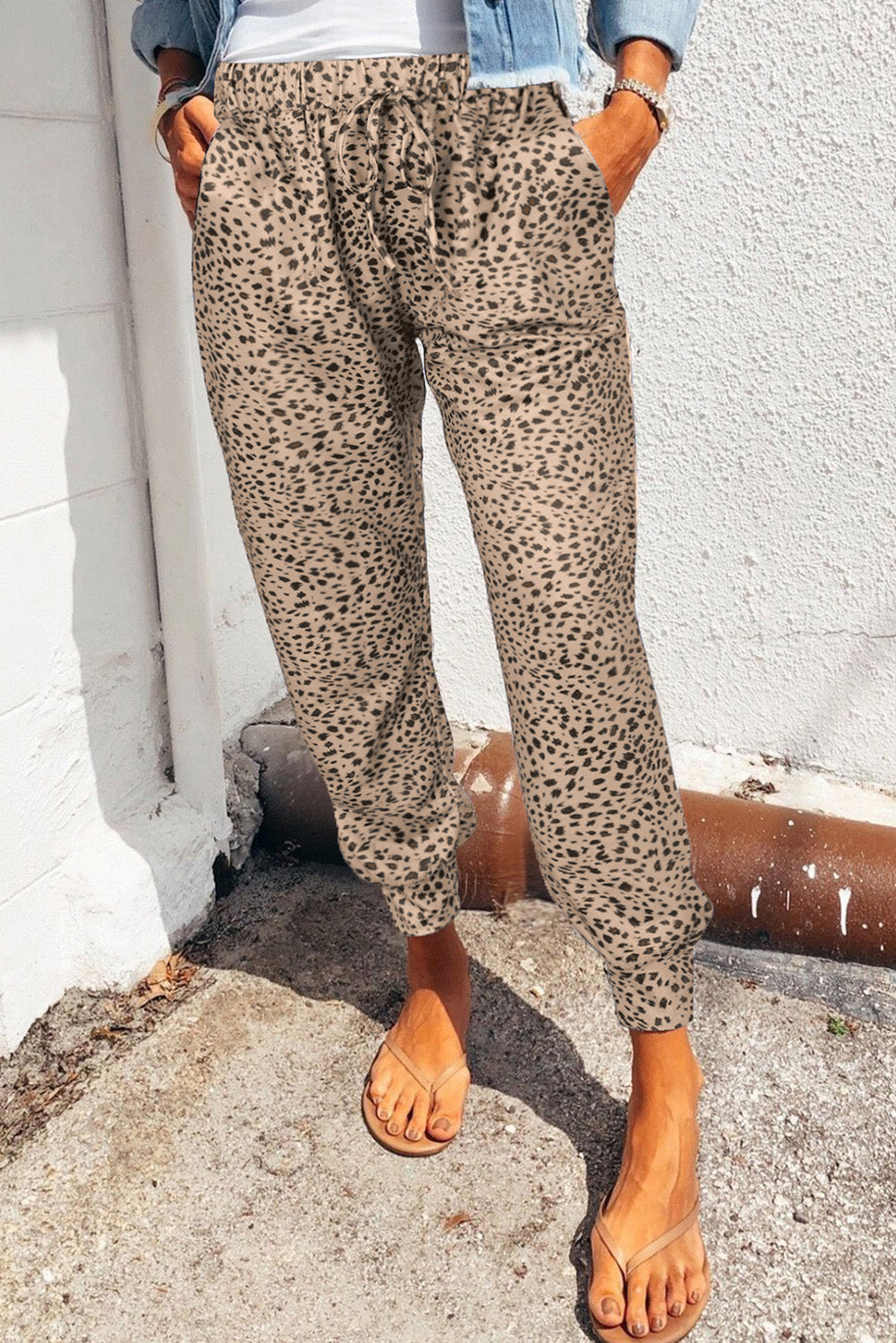Leopard Pocketed Long Pants - AllIn Computer