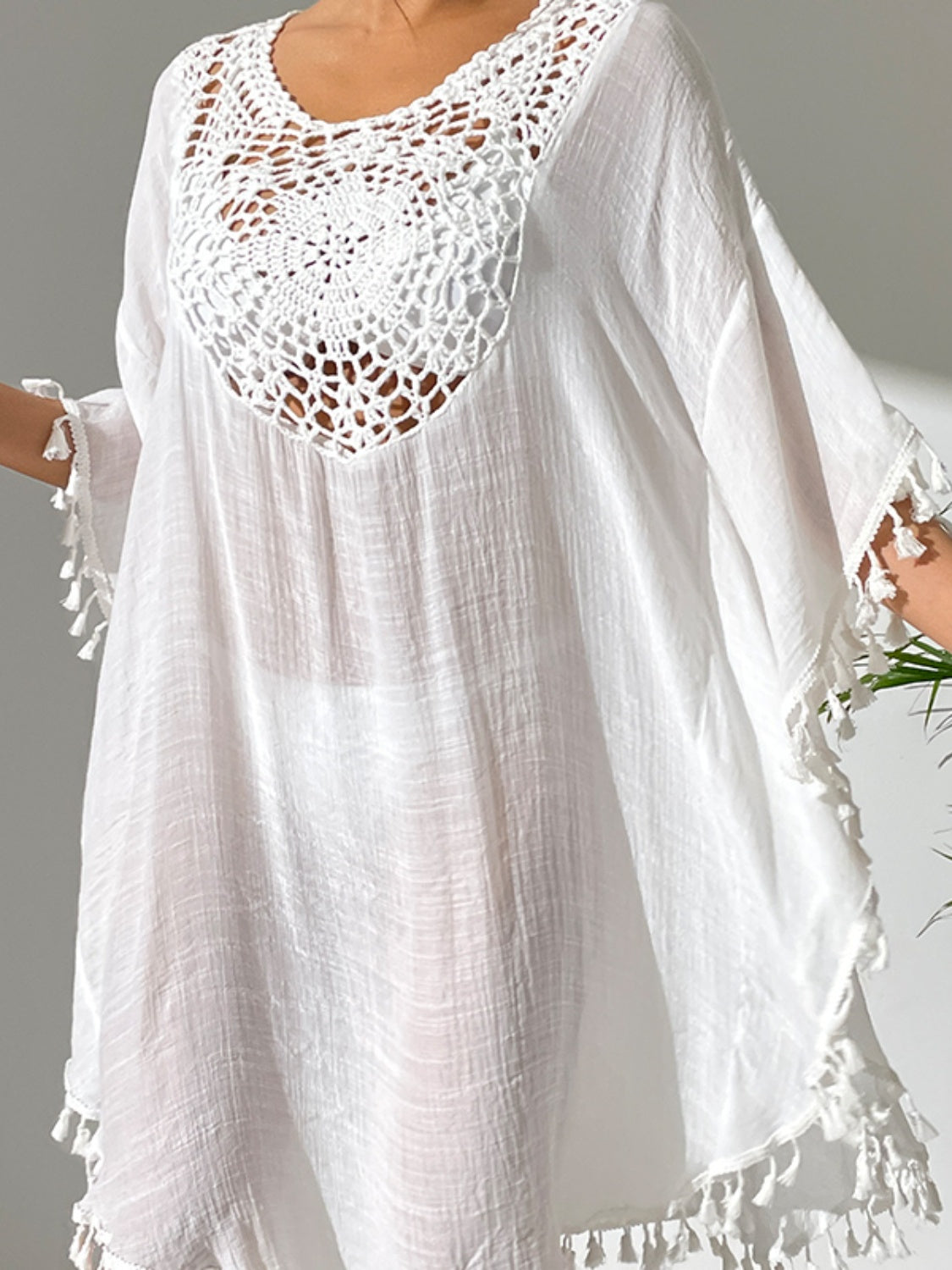 Tassel Cutout Scoop Neck Cover-Up Dress - AllIn Computer