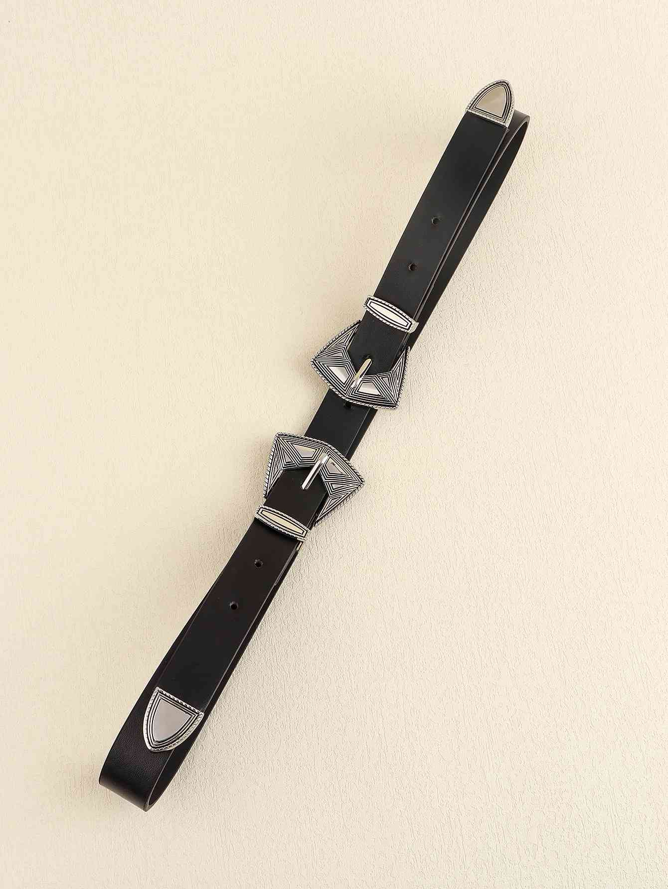 Double Buckle PU Leather Belt - AllIn Computer