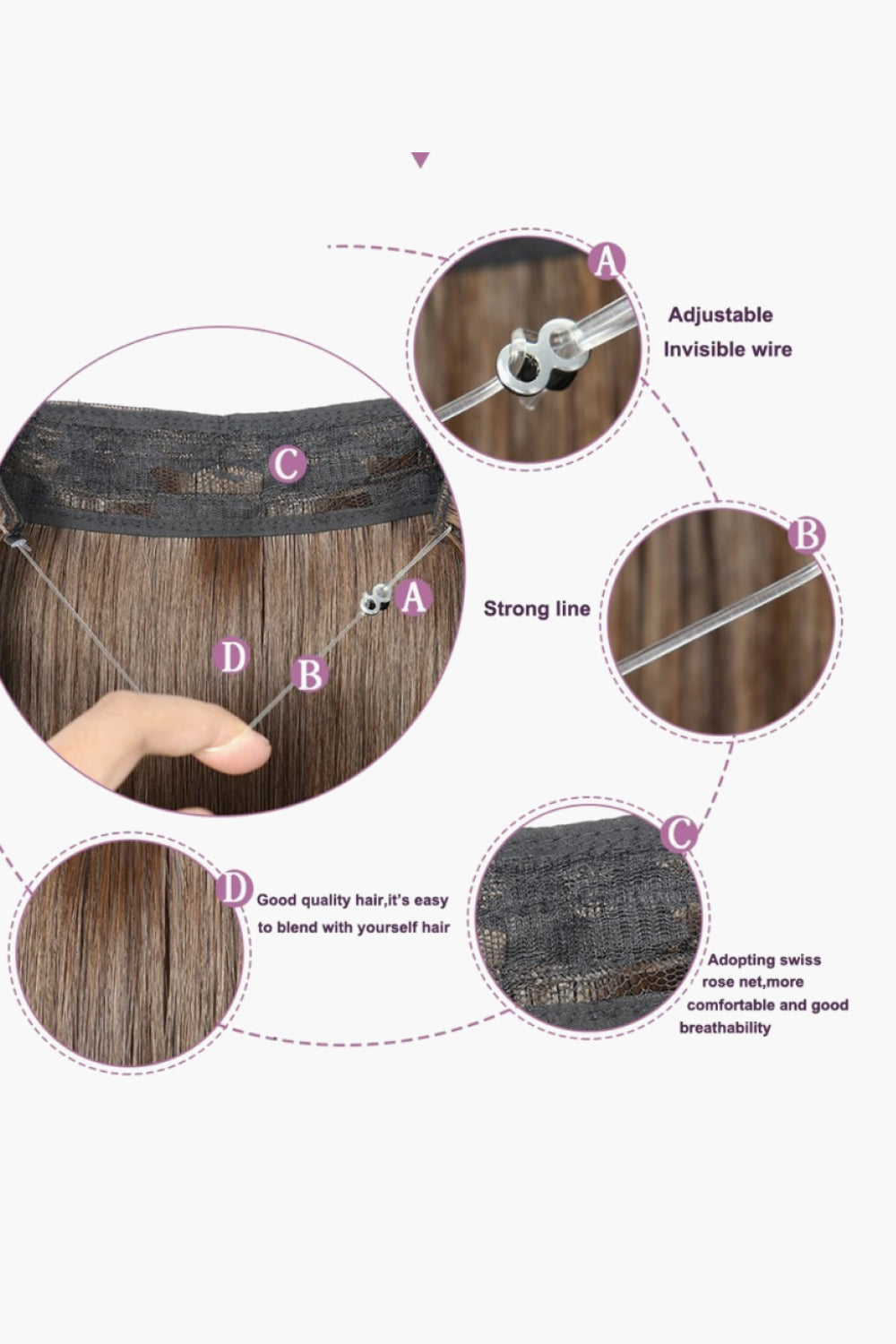 20" 100g Indian Human Halo Hair - AllIn Computer