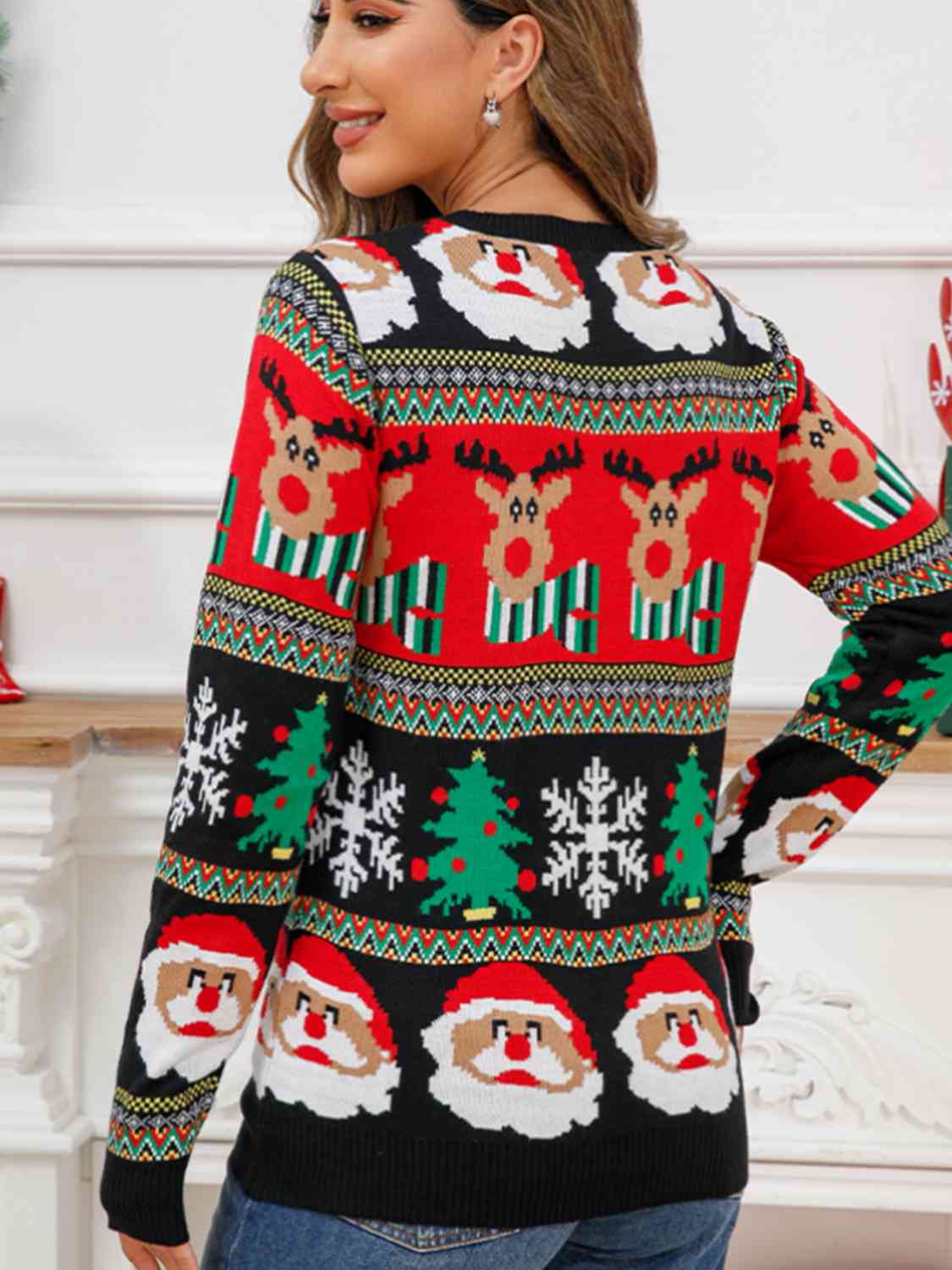 Christmas Theme Round Neck Sweater - AllIn Computer