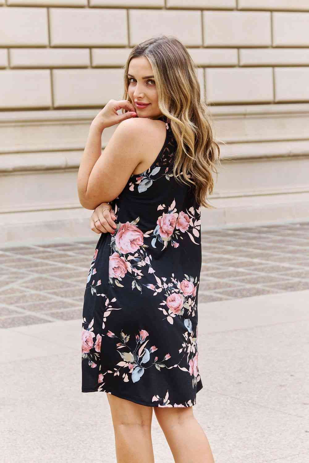 Heimish On A Journey Full Size Floral Lace Detail Sleeveless Dress - AllIn Computer