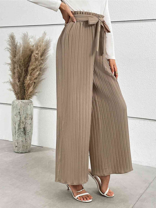 Tied Wide Leg Long Pants - AllIn Computer