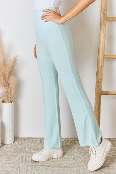 RISEN Full Size High Waist Ultra Soft Knit Flare Pants - AllIn Computer