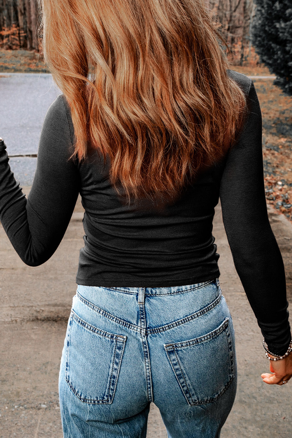 Cutout Round Neck Long Sleeve Top - AllIn Computer