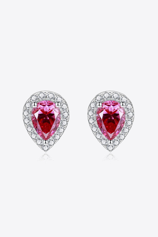 2 Carat Moissanite Teardrop Stud Earrings in Rose - AllIn Computer