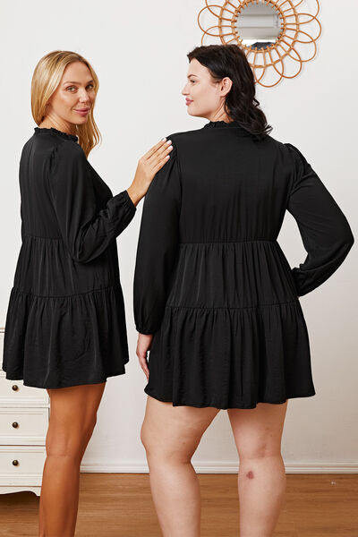 Ruffled Button Up Long Sleeve Tiered Shirt - AllIn Computer