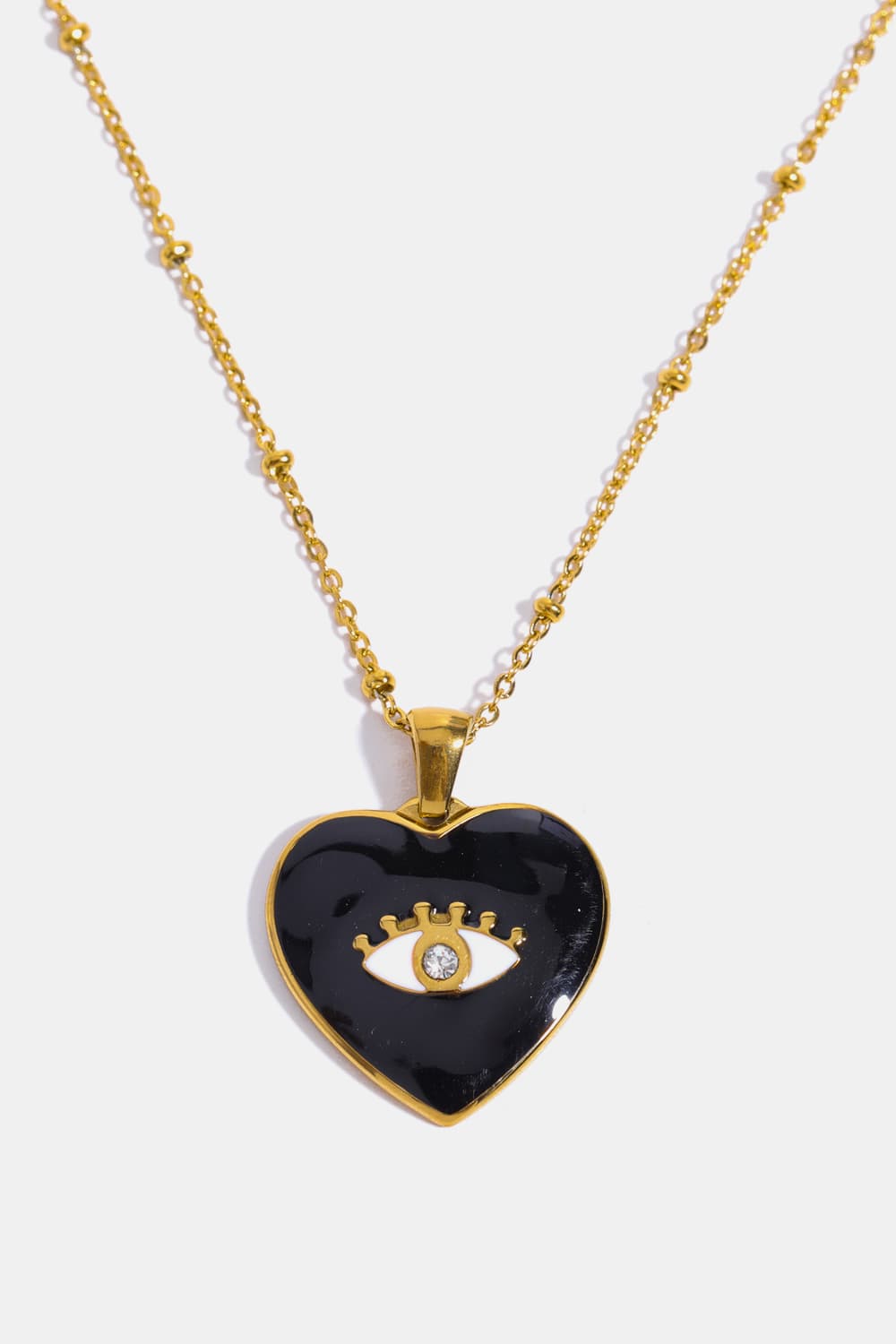 Heart & Evil Eye Shape 18K Gold Plated Pendant Necklace - AllIn Computer