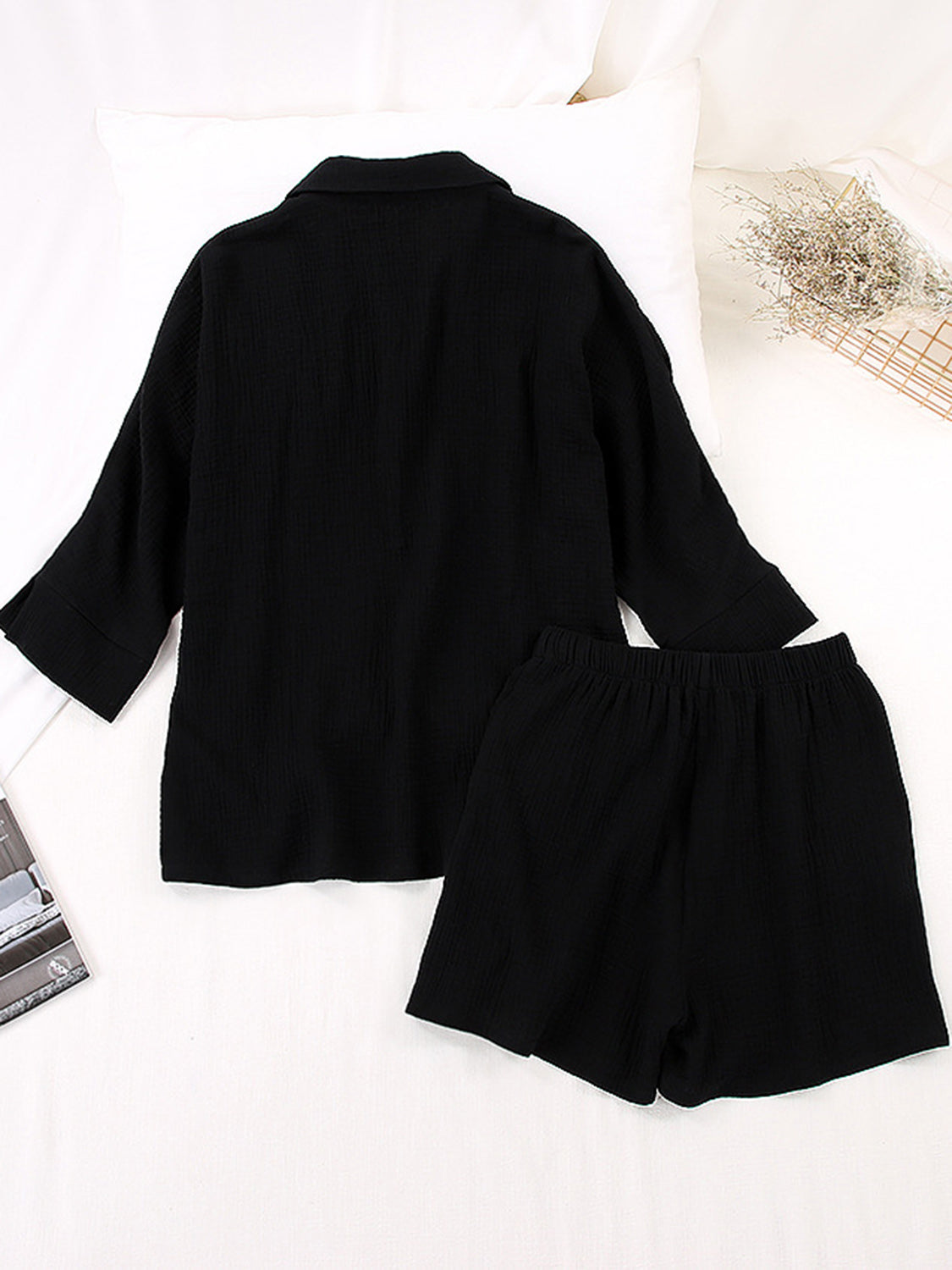 Texture Button Up Shirt and Shorts Set - AllIn Computer