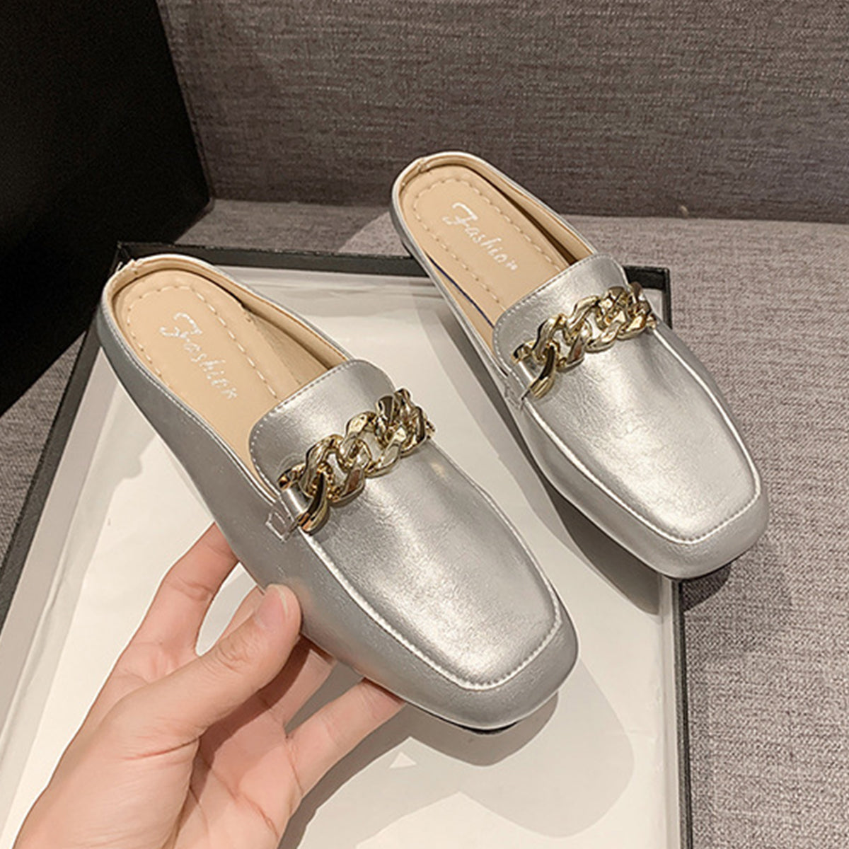 PU Leather Square Toe Flat Loafers - AllIn Computer