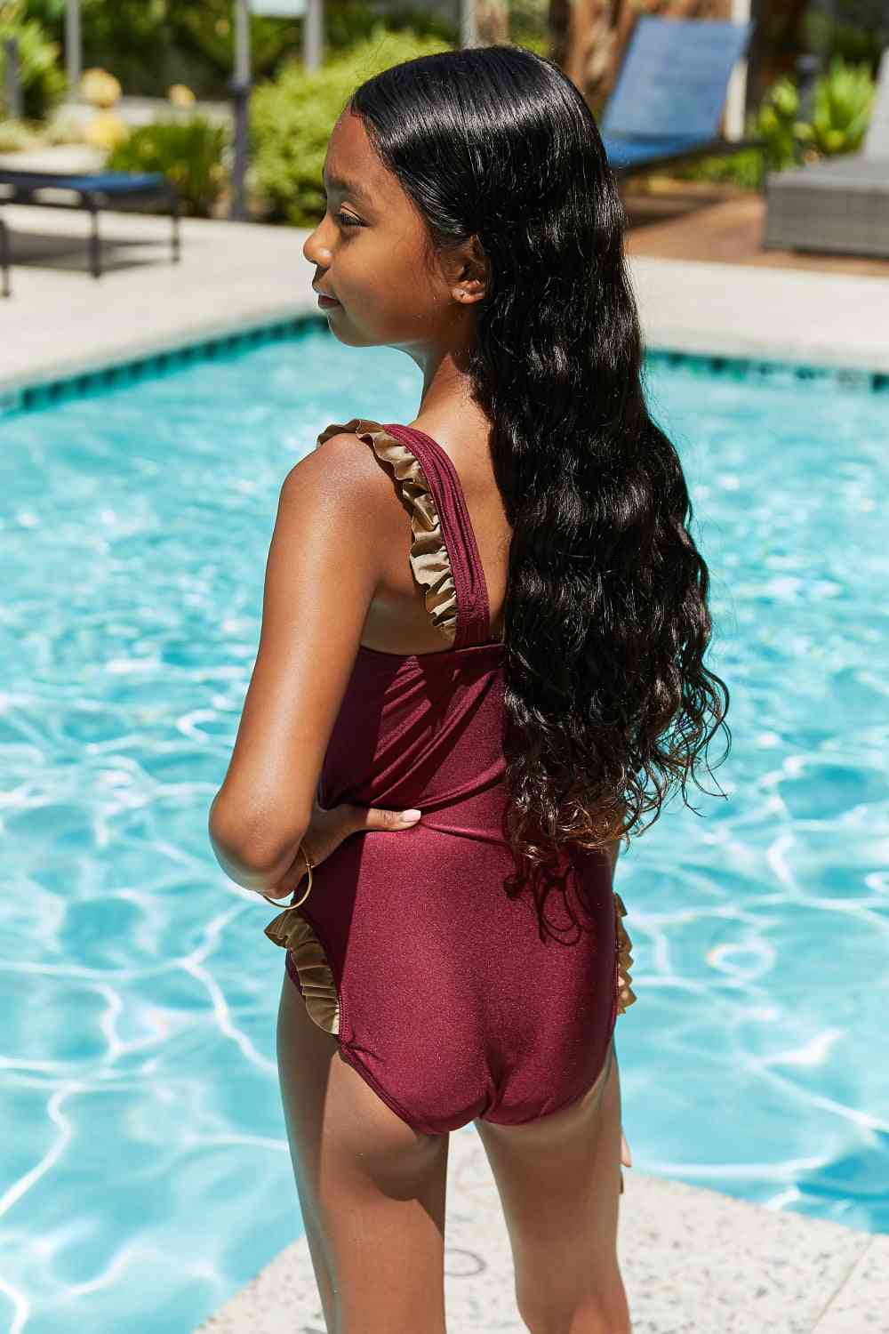 Marina West Swim Wave Break Contrast Trim One-Piece in Wine - AllIn Computer
