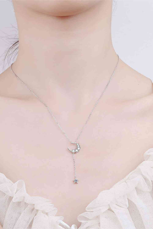 Star & Moon Moissanite Necklace | Jewelry | DY-N, Jewelry, Moissanite, Moissanite jewelry, pendant necklace, Ship From Overseas | Trendsi
