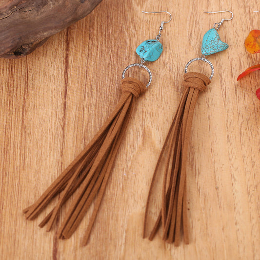 Turquoise Fringe Detail Earrings - AllIn Computer