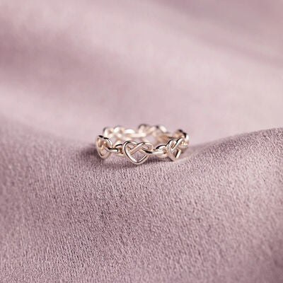 Knotted Hearts 925 Sterling Silver Open Ring - AllIn Computer