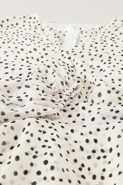 Tied Polka Dot Balloon Sleeve Layered Dress - AllIn Computer