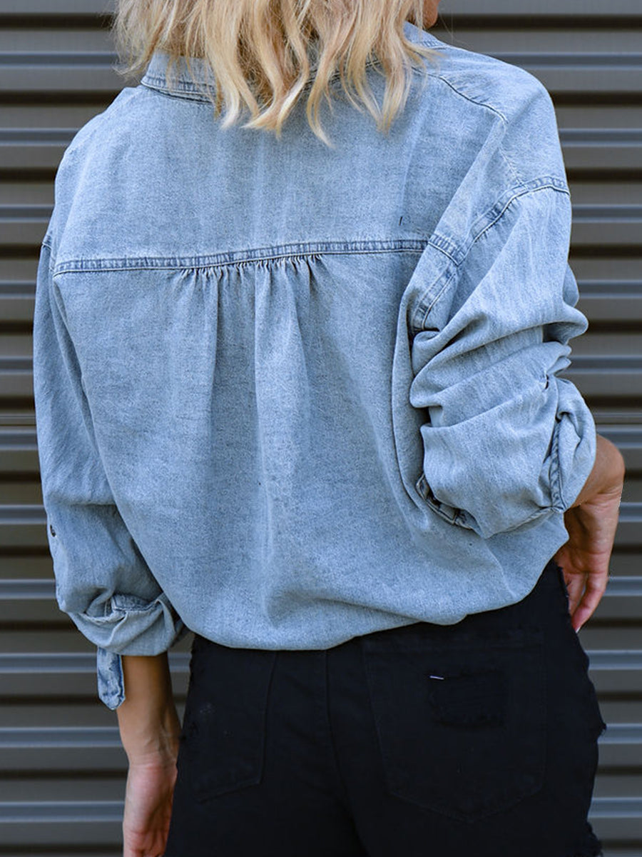 Tie Detail Denim Top - AllIn Computer